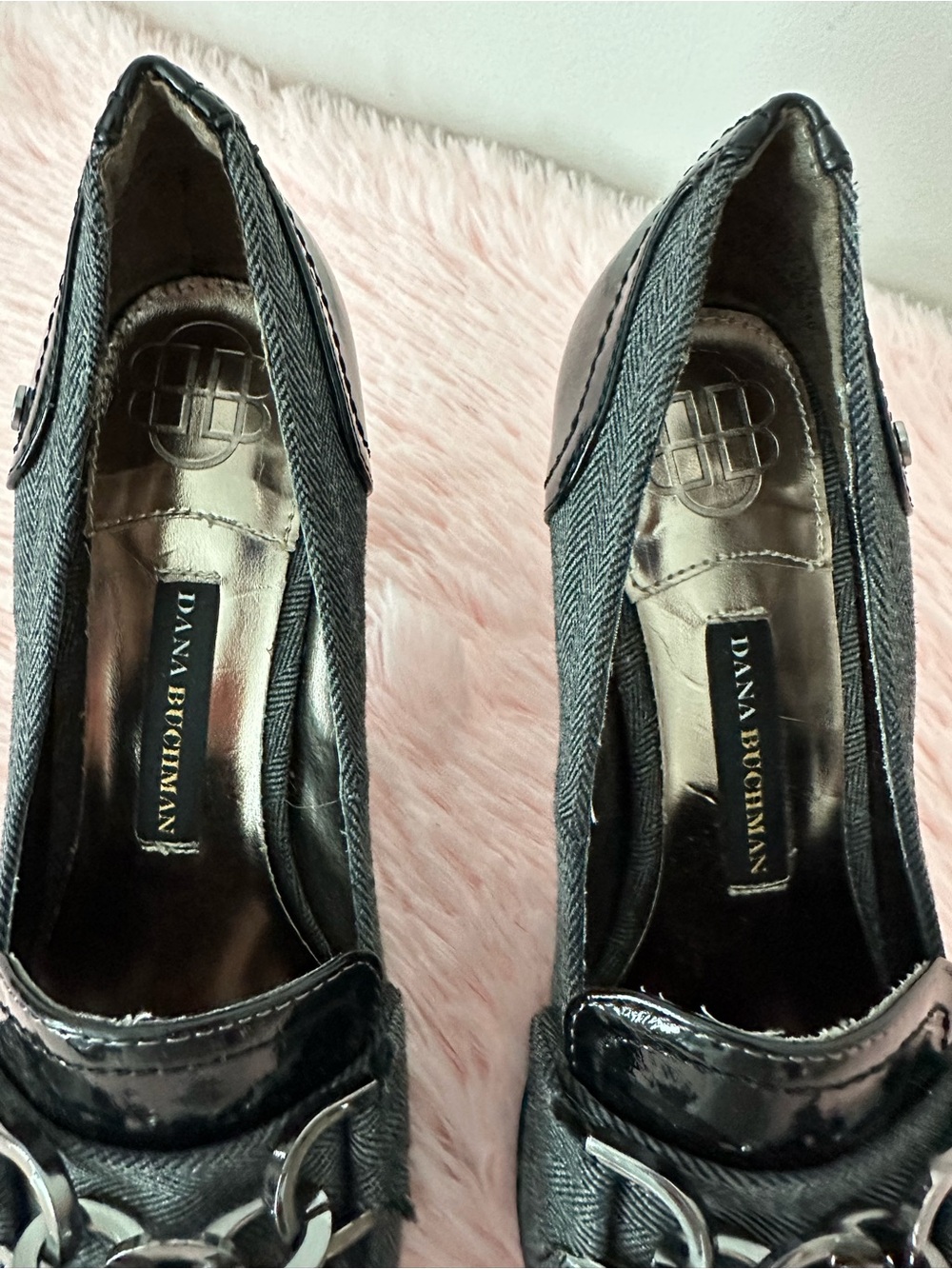Dana Buchman Black Patent & Textile Tassel Loafers - Picture 2 of 10